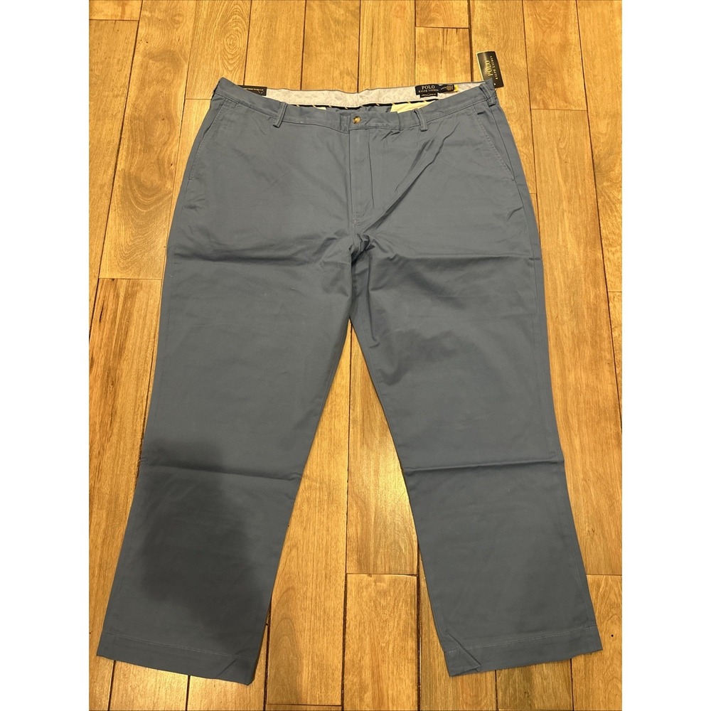 Polo Ralph Lauren Mens Stretch Classic Fit Pants 46Bx30 Blue Chino Cotton Twill